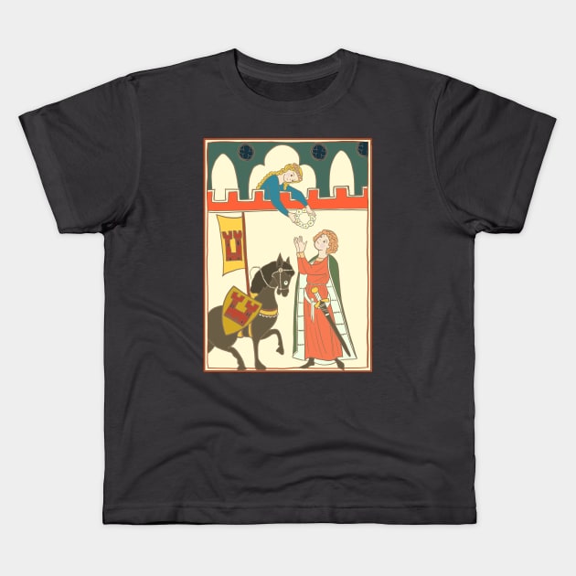 Medieval Courtly Love Scene Kids T-Shirt by MariOyama